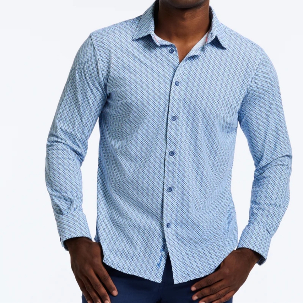 ROBERT GRAHAM WILSHIRE LONG SLEEVE BUTTON DOWN SHIRT TAILORED FIT MEN'S XL BLUE